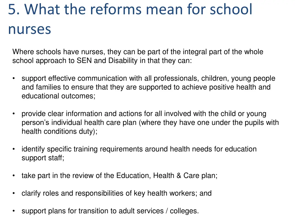 5 what the reforms mean for school nurses