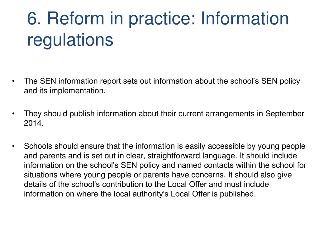6 reform in practice information regulations