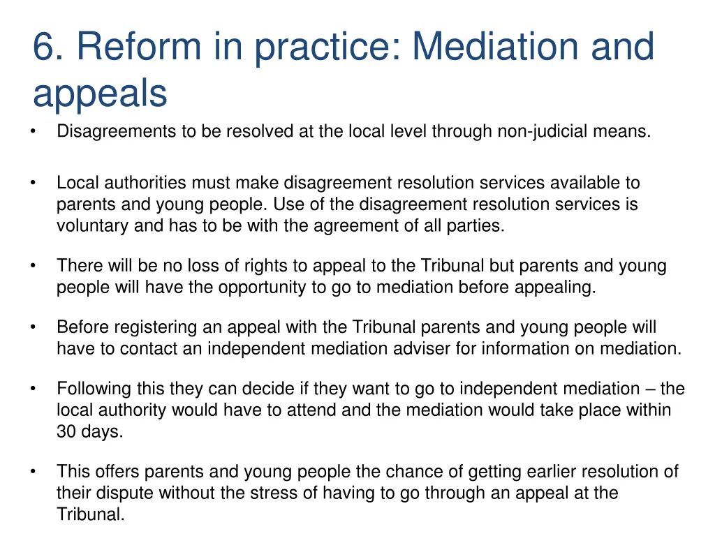 6 reform in practice mediation and appeals
