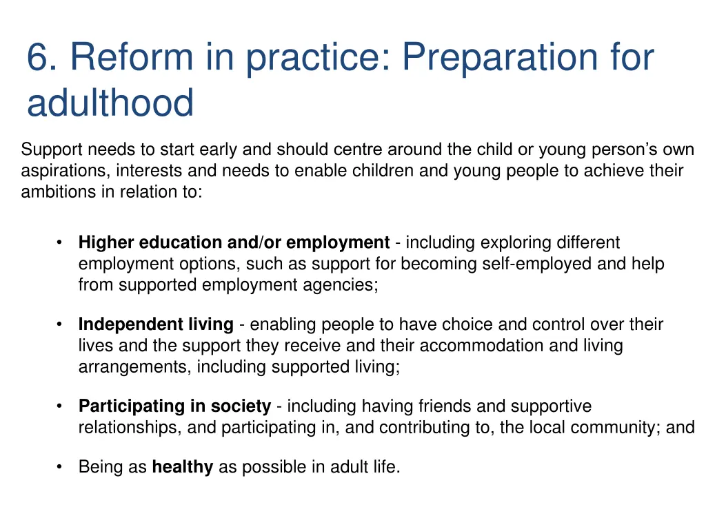 6 reform in practice preparation for adulthood