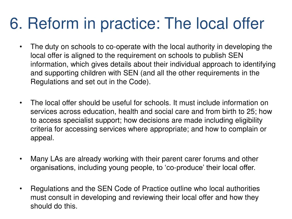 6 reform in practice the local offer