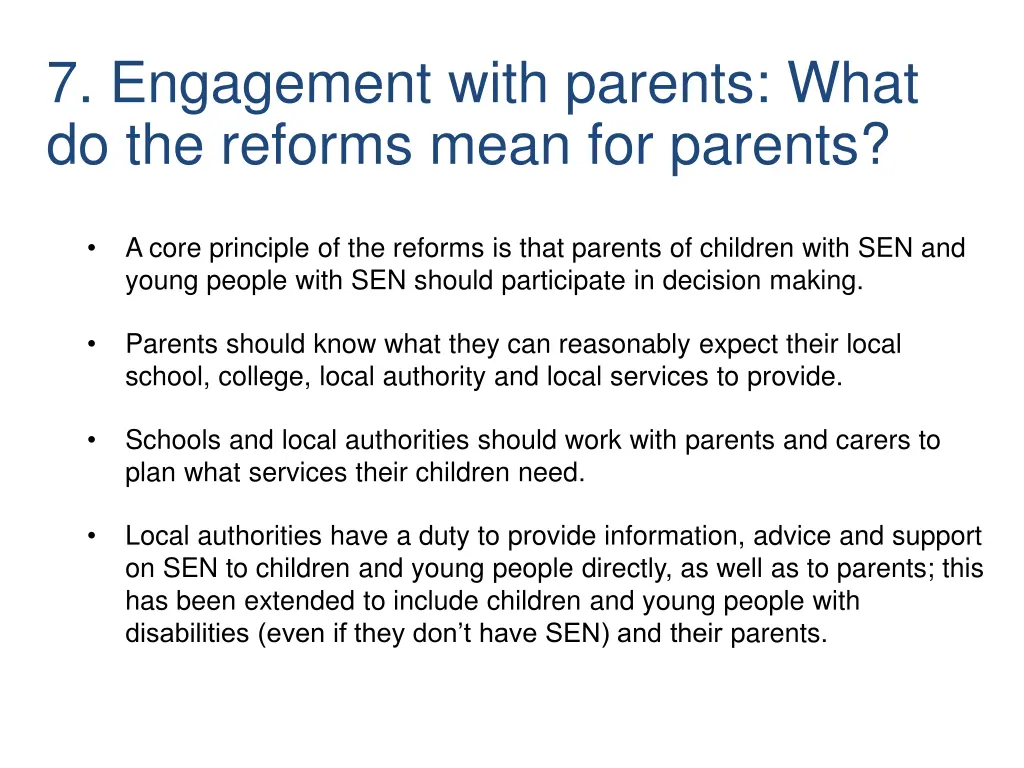 7 engagement with parents what do the reforms