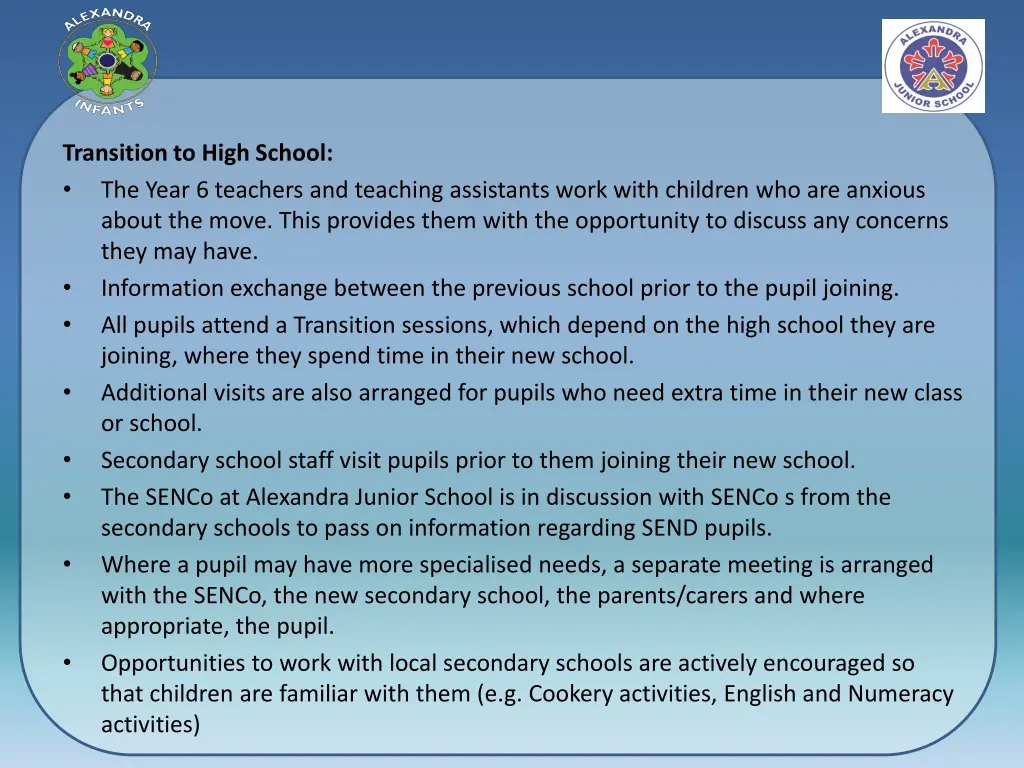 transition to high school the year 6 teachers