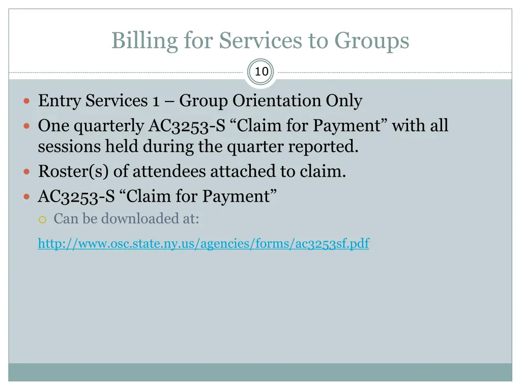 billing for services to groups