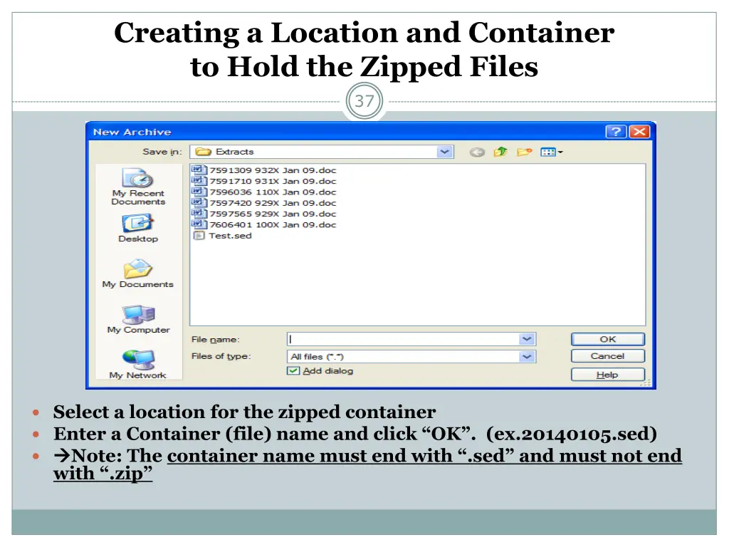 creating a location and container to hold