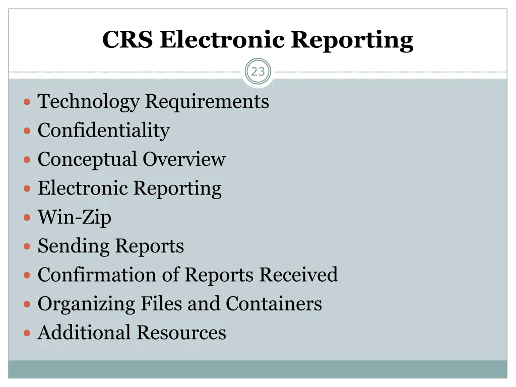 crs electronic reporting