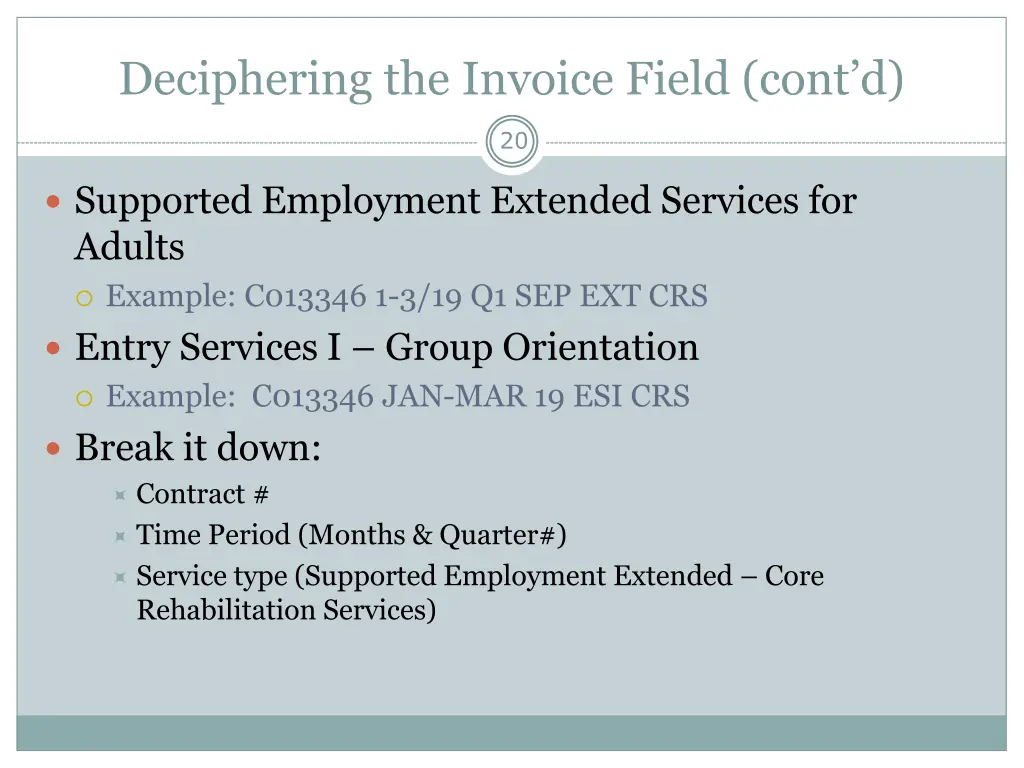 deciphering the invoice field cont d