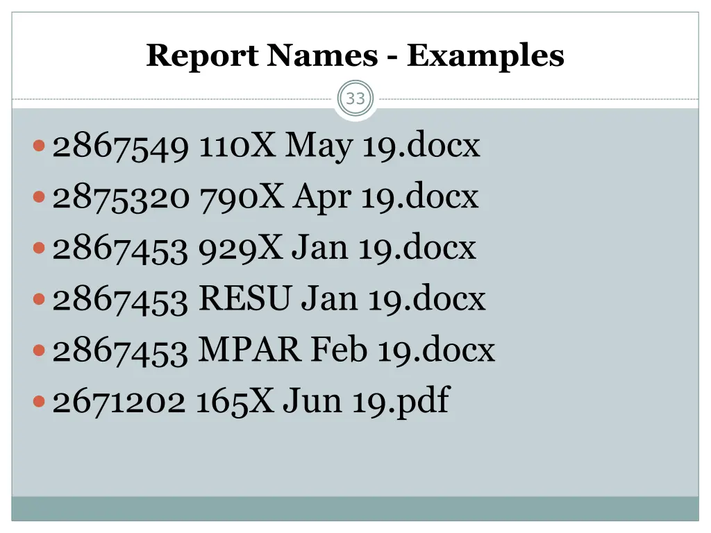 report names examples