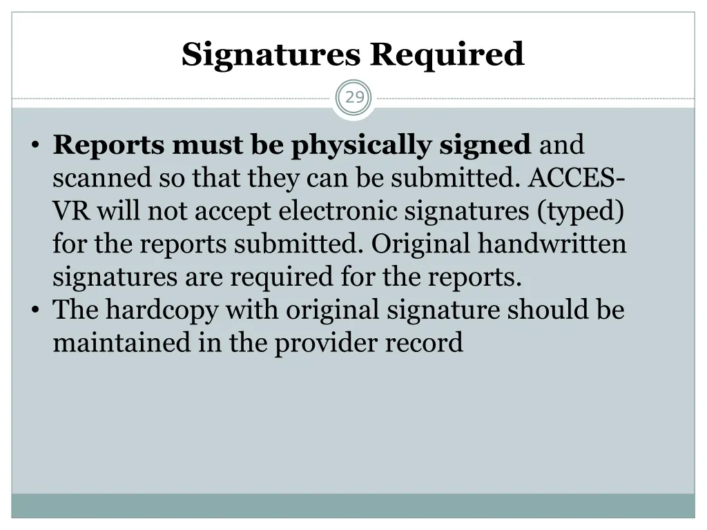 signatures required