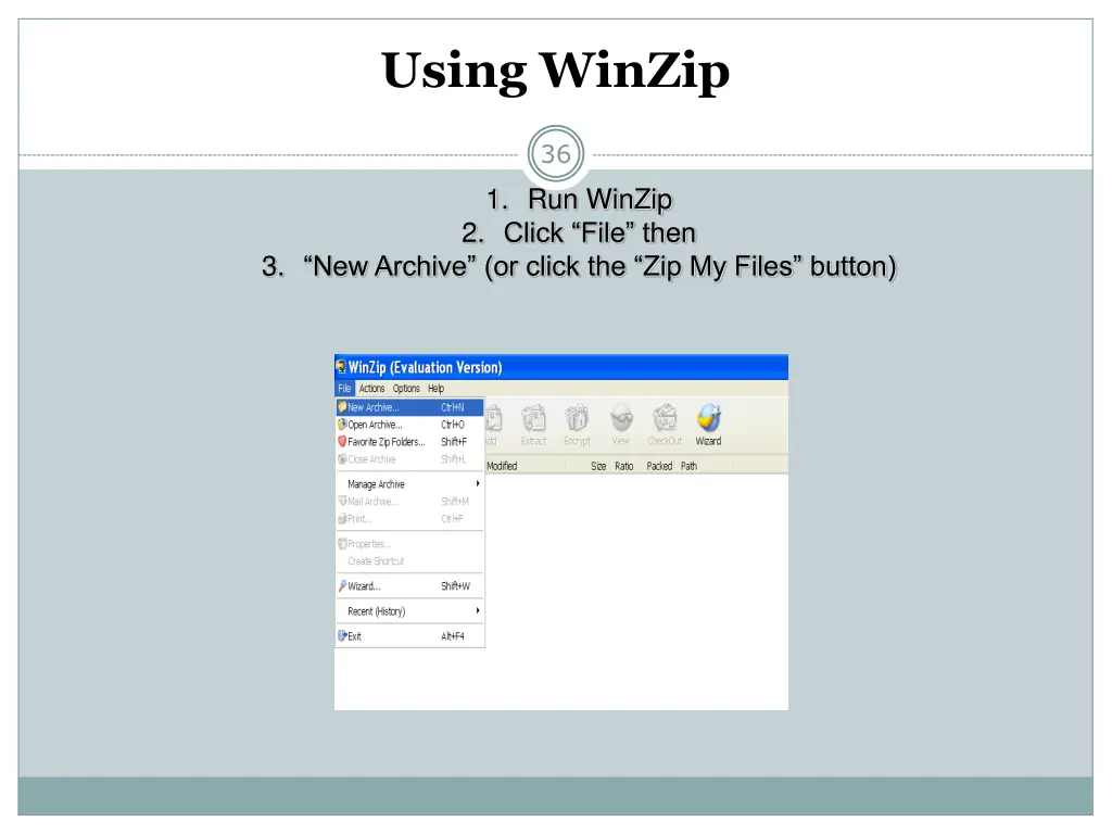 using winzip