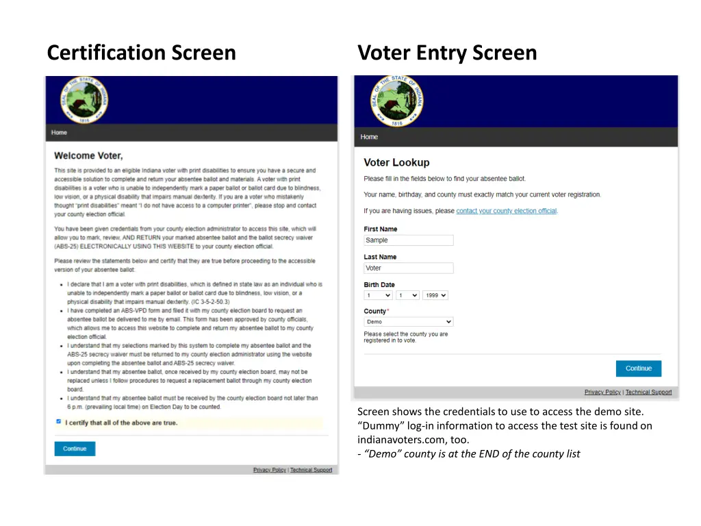 certification screen