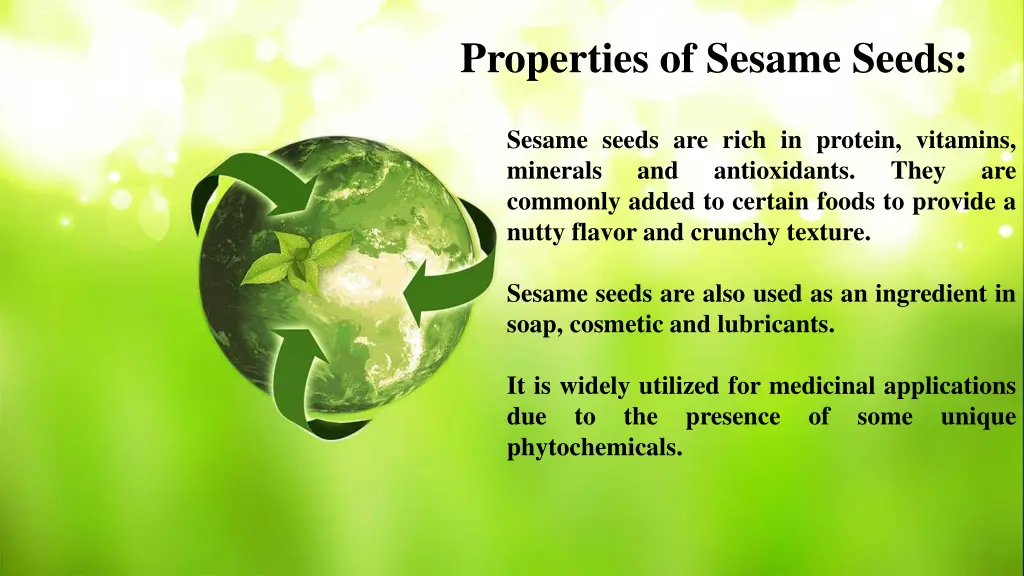 properties of sesame seeds