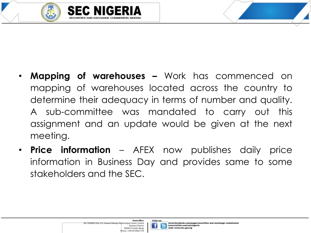 mapping of warehouses work has commenced