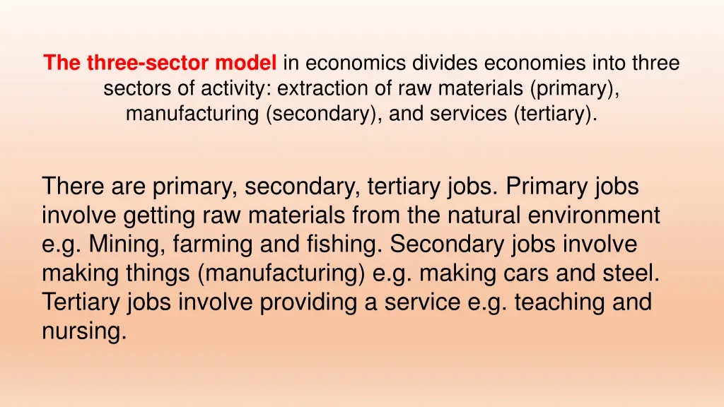 the three sector model in economics divides
