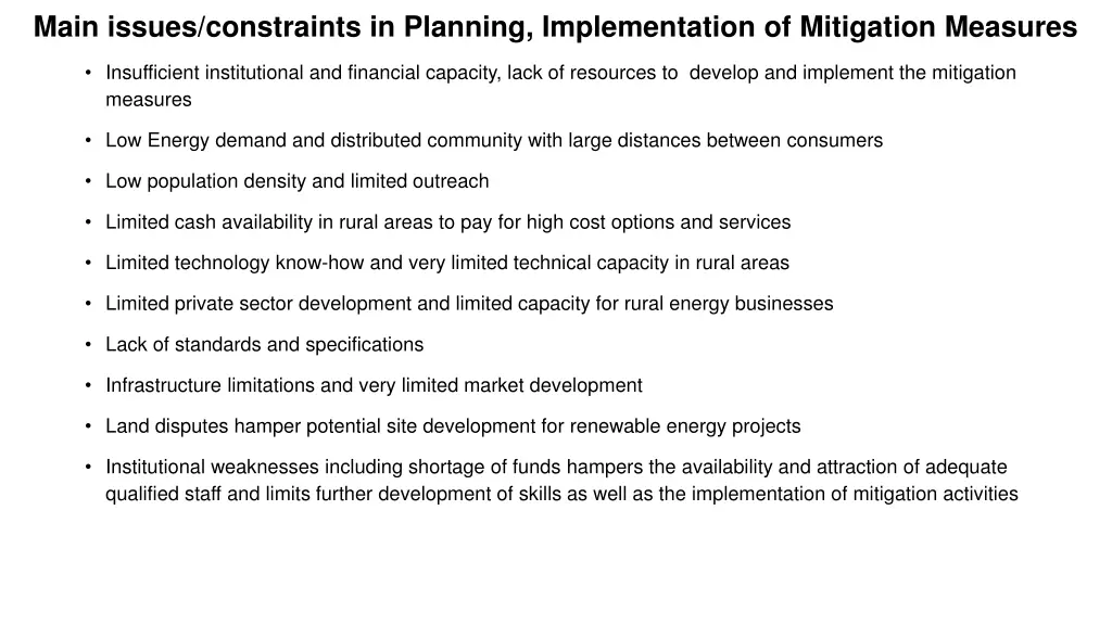 main issues constraints in planning