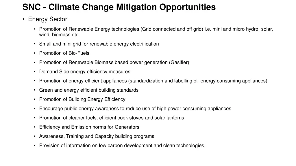 snc climate change mitigation opportunities