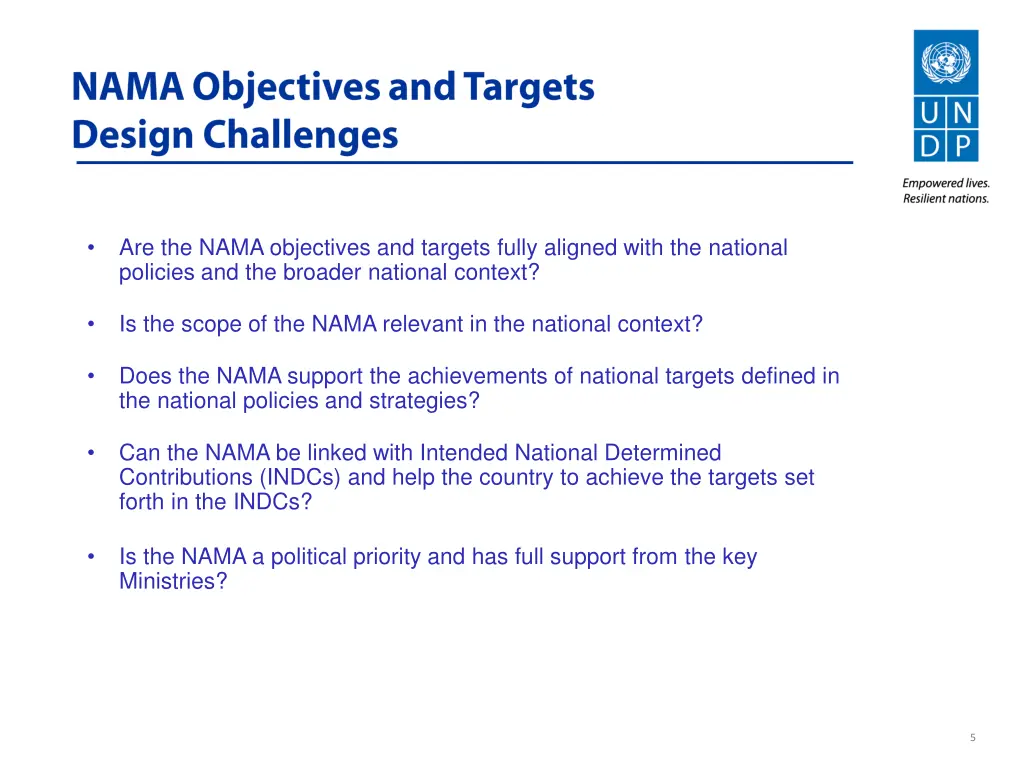are the nama objectives and targets fully aligned