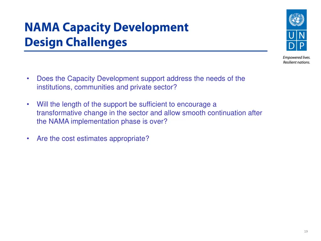 does the capacity development support address