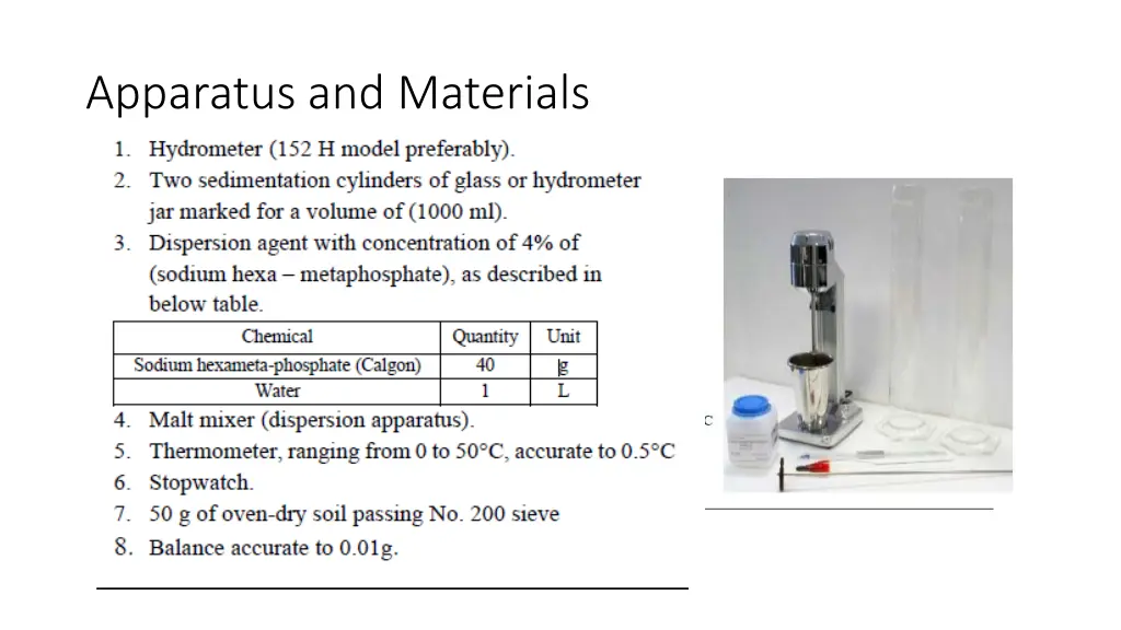 apparatus and materials