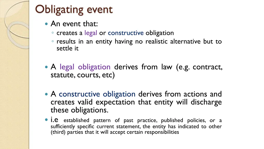 obligating event an event that creates a legal