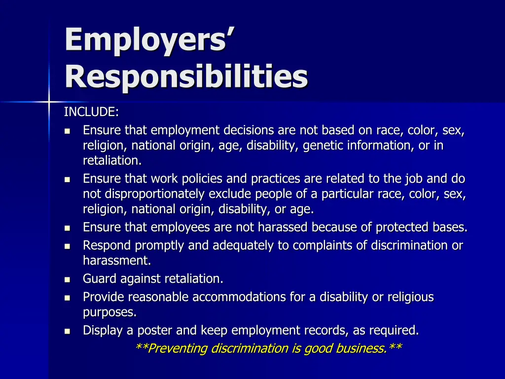 employers responsibilities