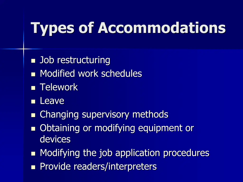 types of accommodations