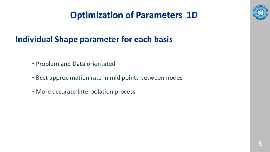 optimization of parameters 1d
