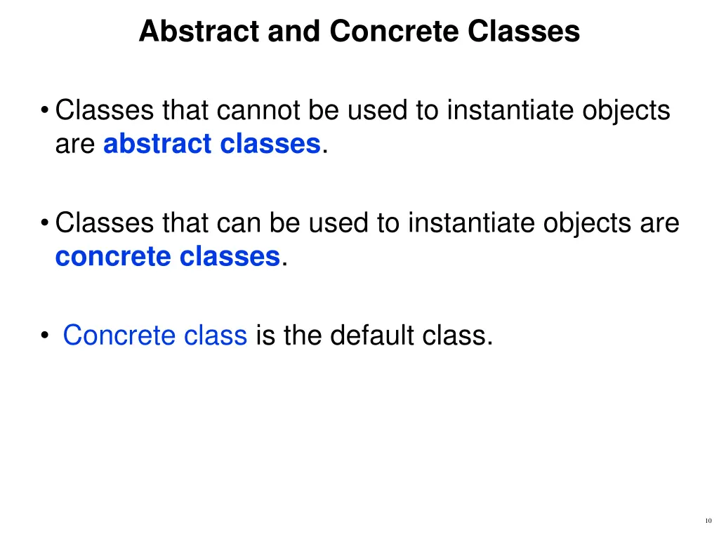 abstract and concrete classes