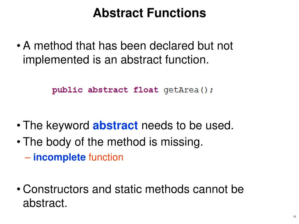 abstract functions