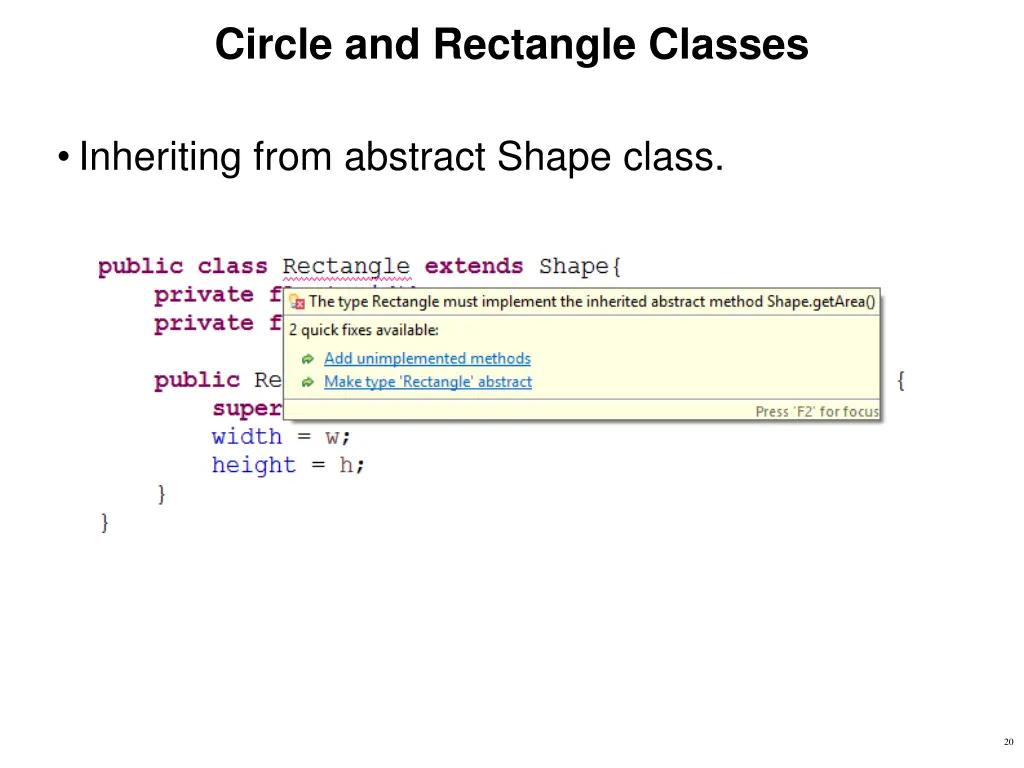 circle and rectangle classes