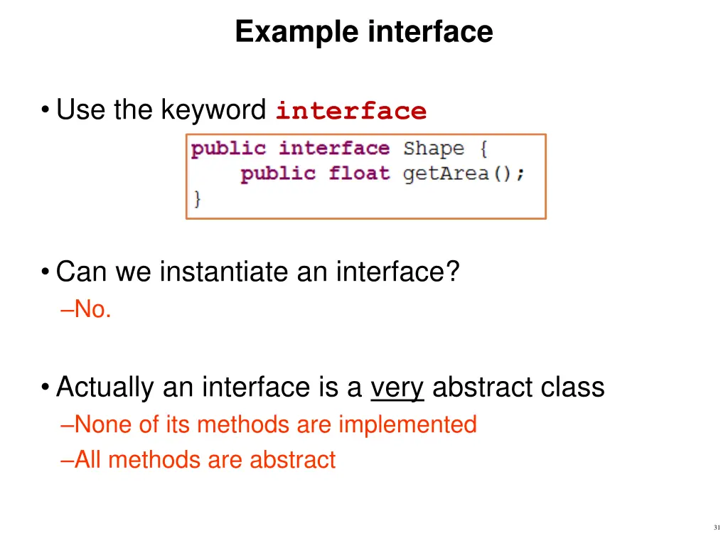 example interface