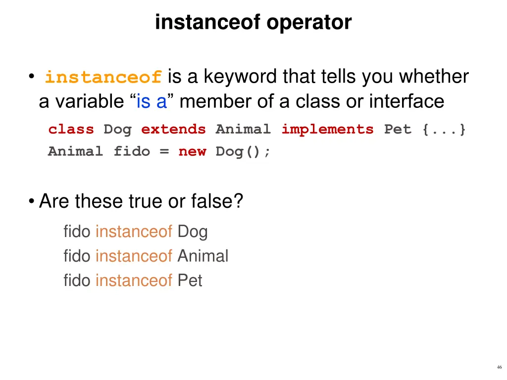 instanceof operator