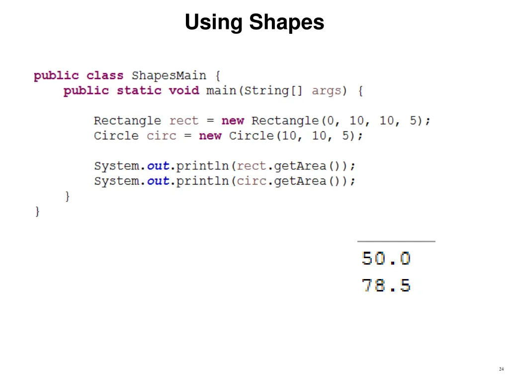 using shapes