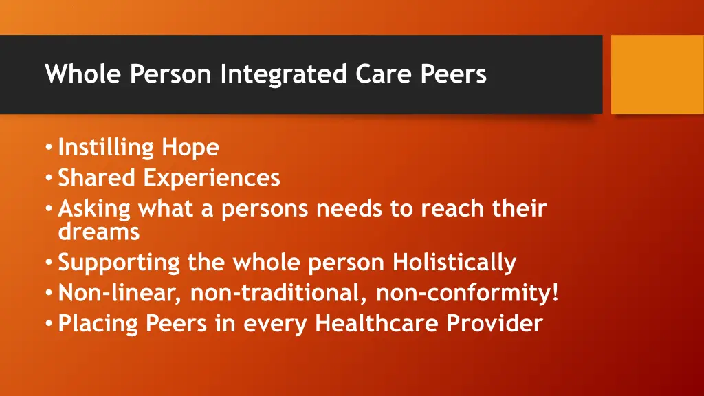 whole person integrated care peers