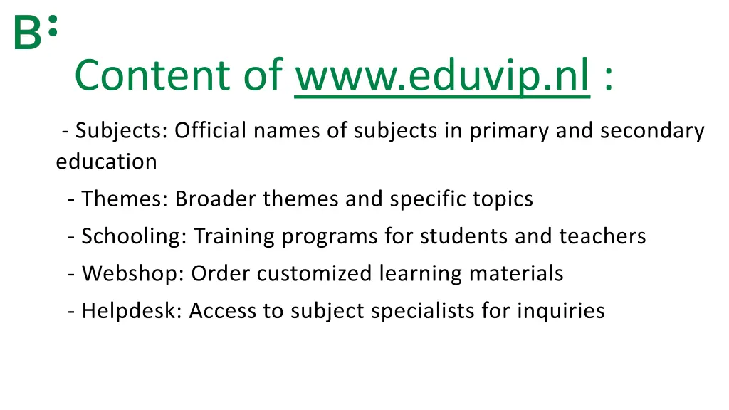 content of www eduvip nl