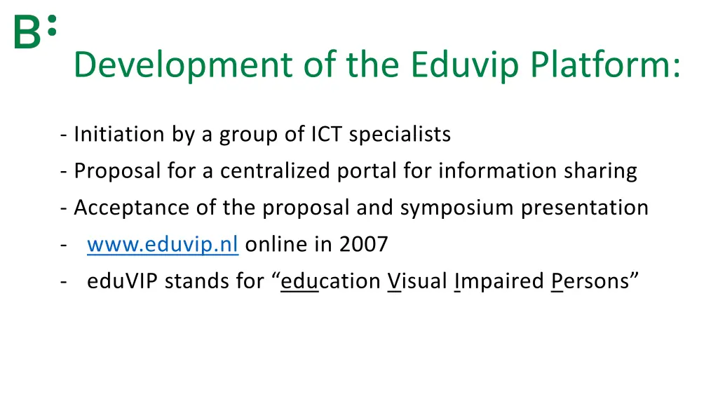development of the eduvip platform