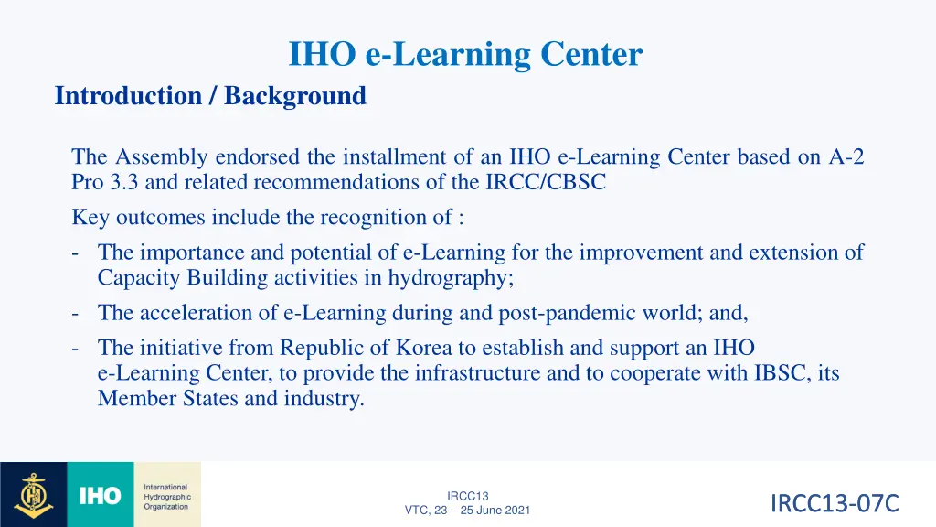 iho e learning center