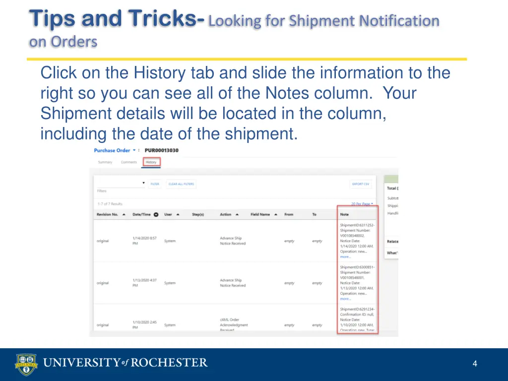 tips and tricks looking for shipment notification 2
