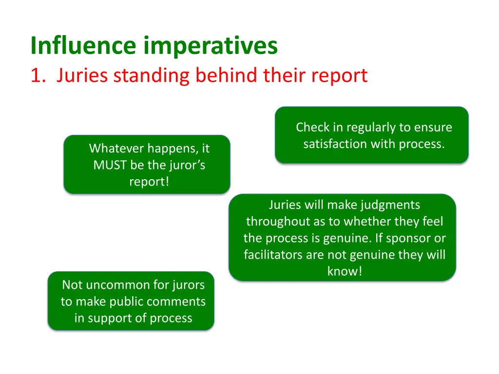 influence imperatives 1 juries standing behind