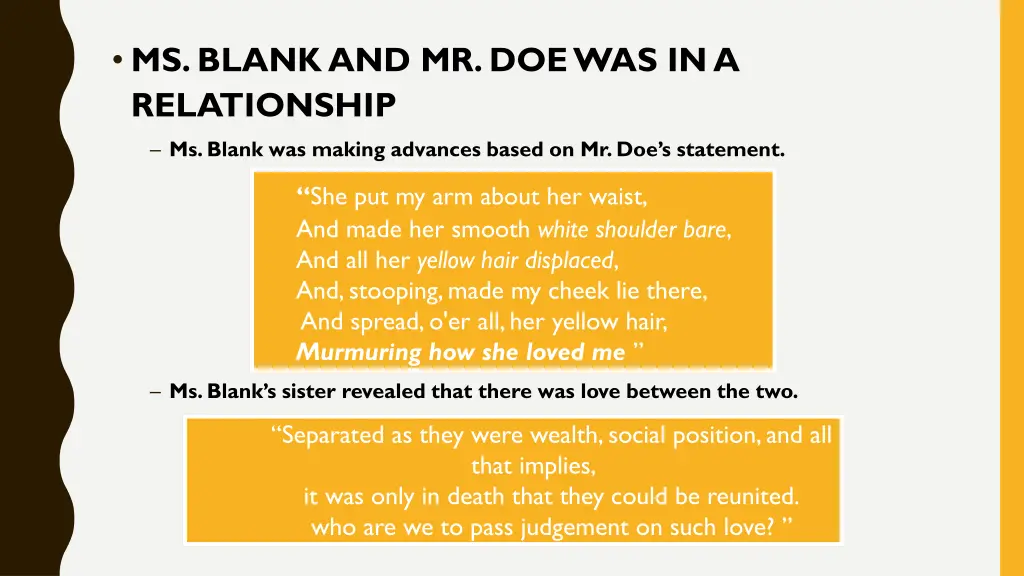 ms blank and mr doe was in a relationship
