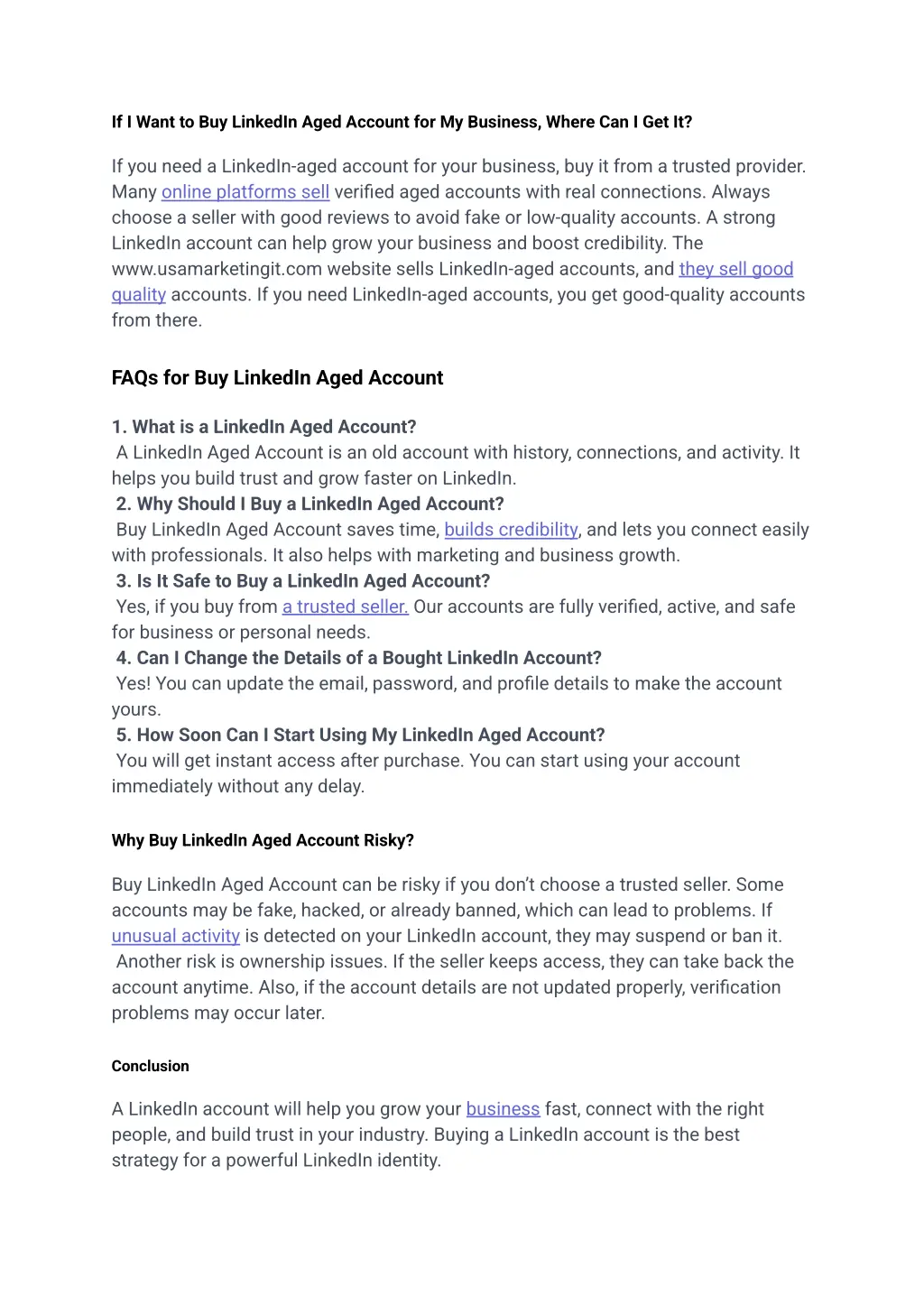 if i want to buy linkedin aged account