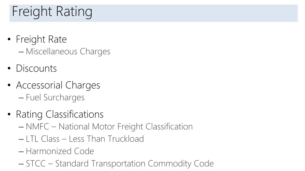 introduction freight rating 1
