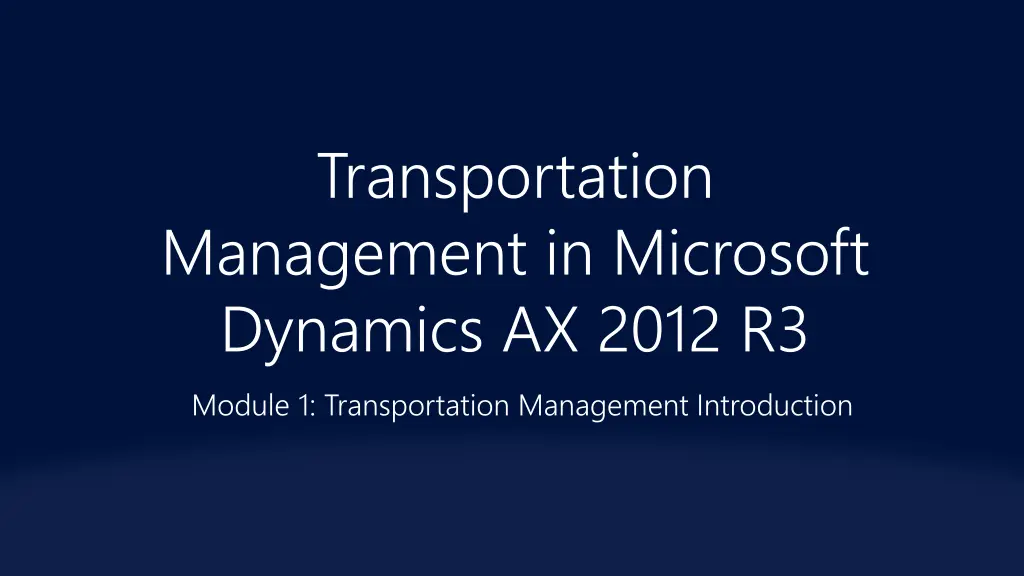 transportation management in microsoft dynamics 2
