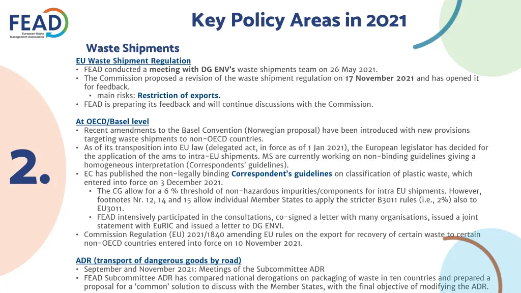 key policy areas in 2021 1