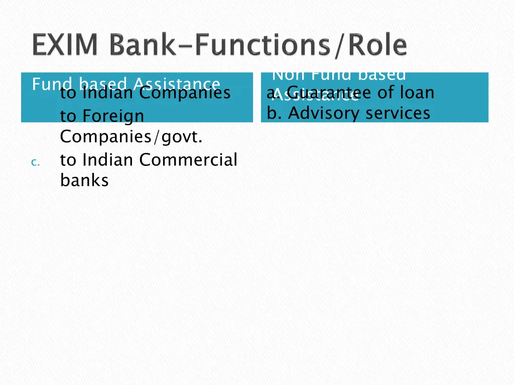 non fund based assistance b advisory services