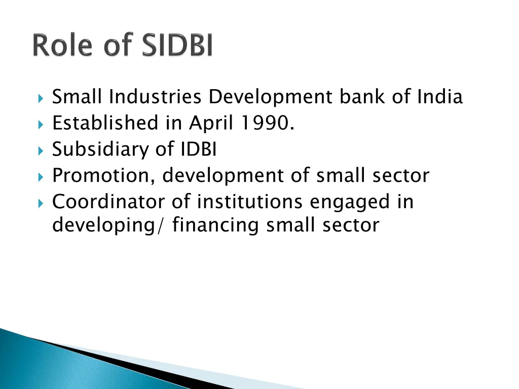 small industries development bank of india