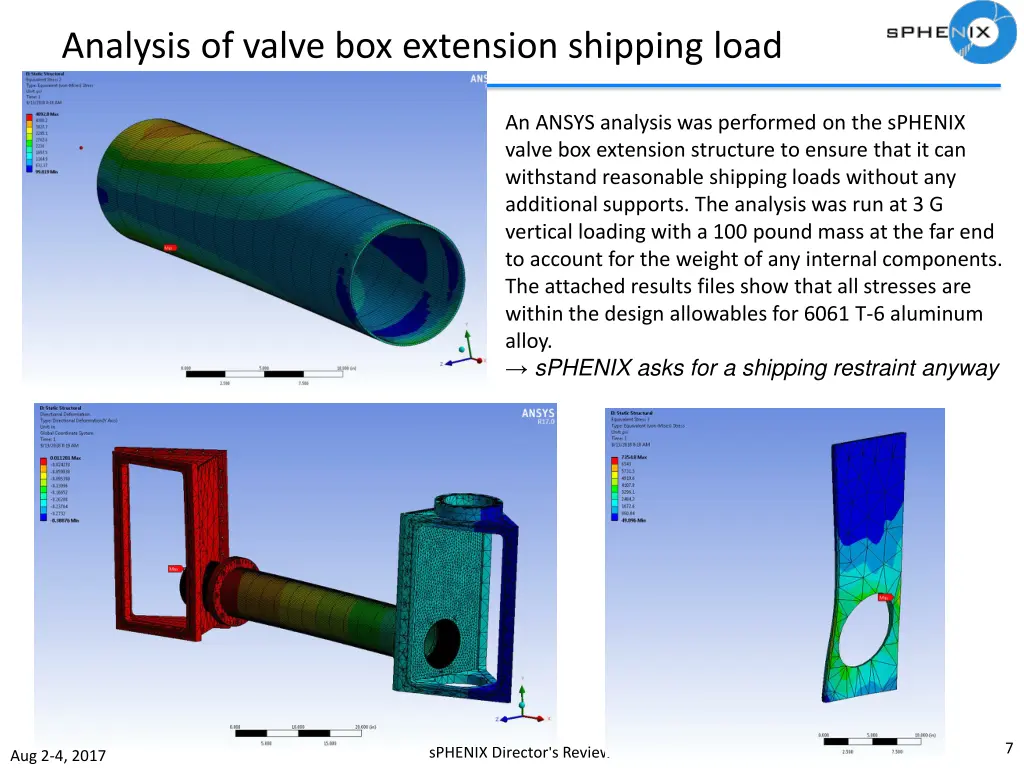 analysis of valve box extension shipping load