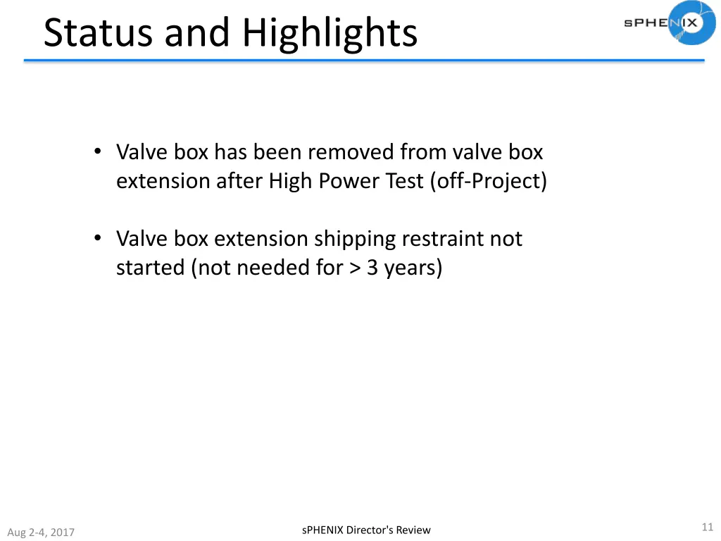 status and highlights