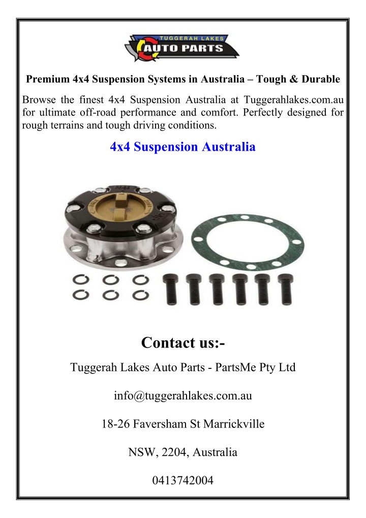 premium 4x4 suspension systems in australia tough