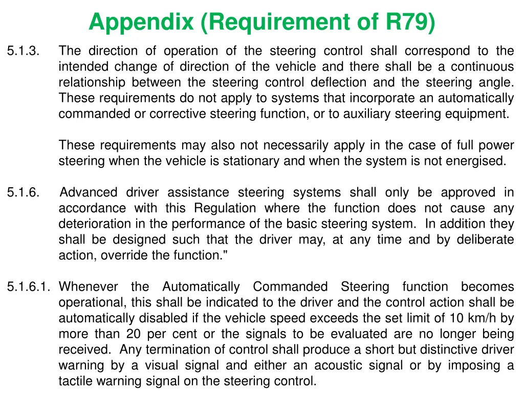 appendix requirement of r79